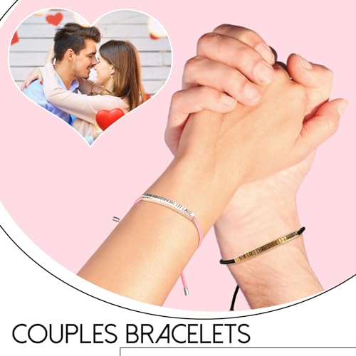 2 Pcs Couples Bracelets Stainless Steel Dont Let The Hard Days Win Bracelet for Women Men Inspirational Handmade Braided Adjustable Wrap with 2 Cards for friend Birthday Gift Jewelry3