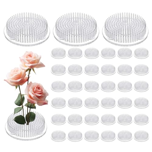 Thicken Plastic Flower Frog 70mm/2.76" Round Clear Japanese Floral Frogs Rectangle Ikebana Kenzan Flower Arrangement Pin Frog Holder (36pcs 2.76 inch)