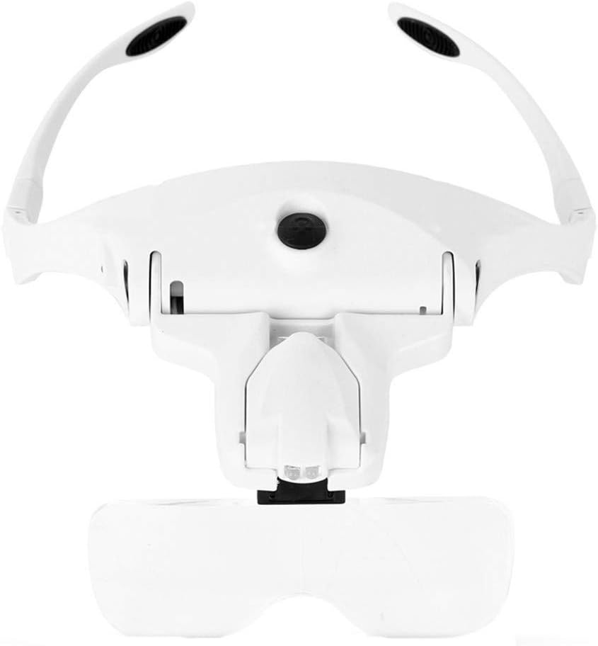 Sisit Headband Magnifier,Magnifying Glass with Light,Head Magnifier Glasses,Lighted Head Magnifier with Detachable LEDs,Handsfree Reading Magnifier Glasses