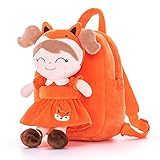 Mochila Infantil com Boneca Removível Gloveleya Spring Bichos Raposa Laranja