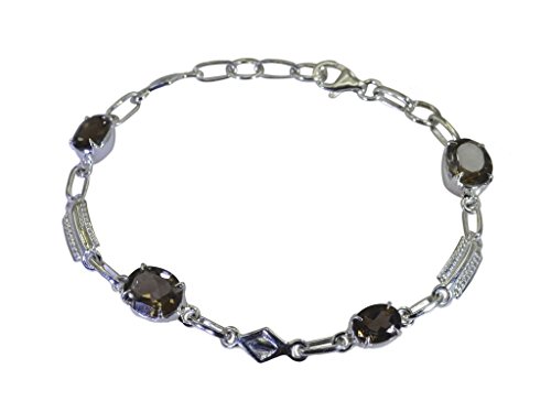 Bracelet en quartz fumé et argent 925 Gcb074 pour femme