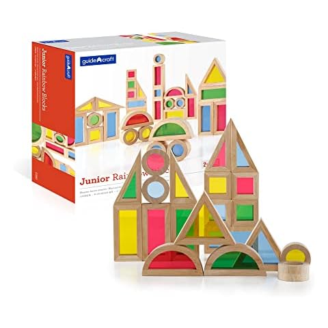Guidecraft Jr. Rainbow Blocks: 40 Piece Set - Kids Learning & Educational Toys, Stacking Blocks Cover