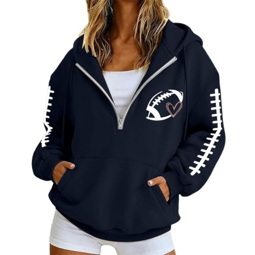 eoeioa Womens Football Mom Sweatshirt College Sweatshirt Graphic Hoodies - image 1