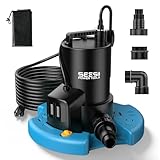SEESII 1/3HP Pool Cover Pump - Automatic On/Off, 3035GPH Submersible Water Pump with Filter Net, 25ft Power Cord, Check Valve, Sump Pump for Swimming Pool, Hot Tubs, Pond, Basement, Rooftops