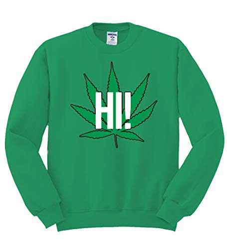 Hi funny marijuana pot leaf | mens weed crewneck graphic sweatshi…