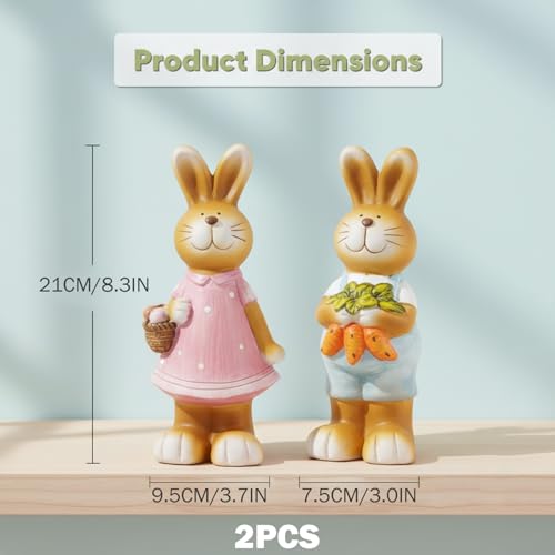 Figurines lapin de Pâques résine 8.3 pouces : statuettes étanches table et extérieur