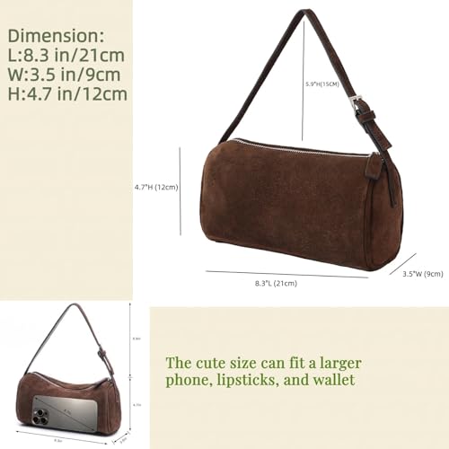 Image of Genuine Leather Barrel Purse Small Top Handle Bags for Women Cylinder Purses Hobo Bag with Adjustable Strap