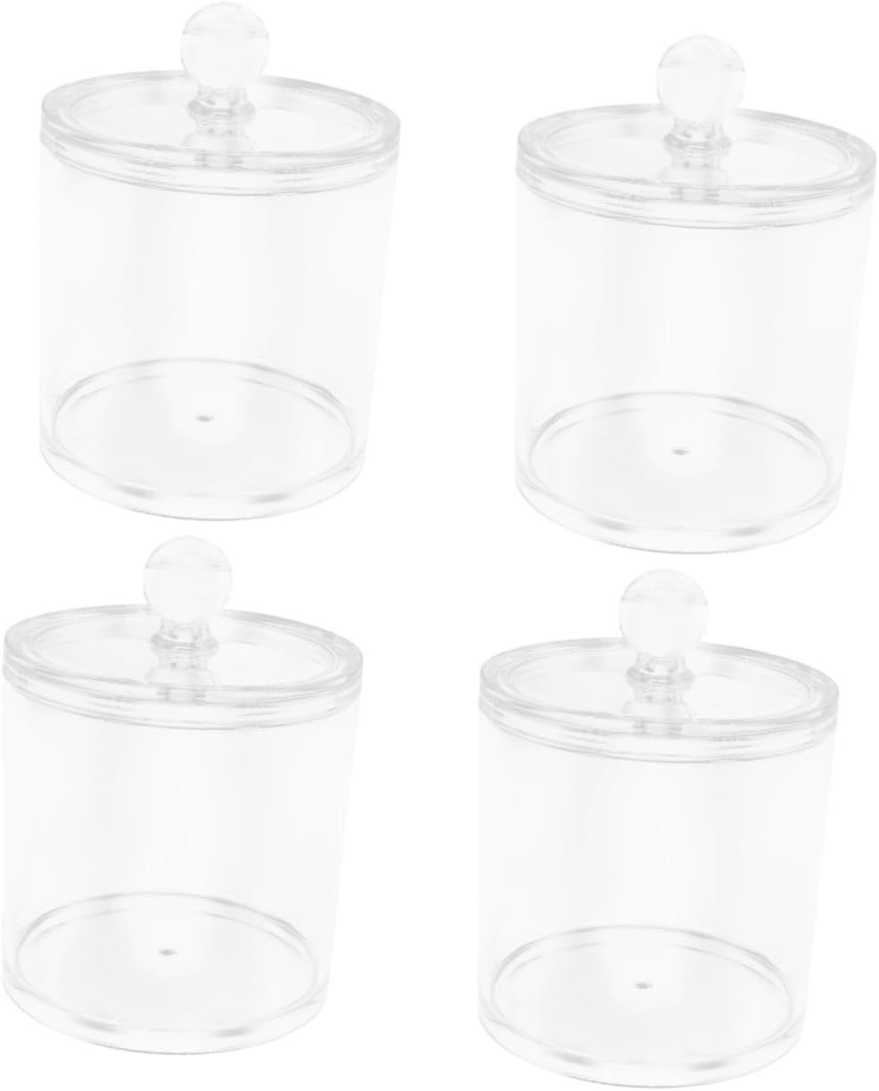 Unomor 4pcs Cotton Swab Holder Organizer Bathroom Organization Jars for Cotton Pads Toothpicks Hair Accessories