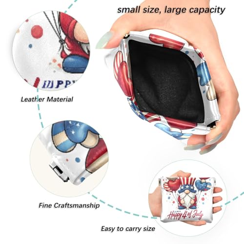 Gnome Red Hat Coin Purse Leather Pouch Change Purse, Squeeze Coin Pouch for Cards, Keys & Lipsticks, Unisex2