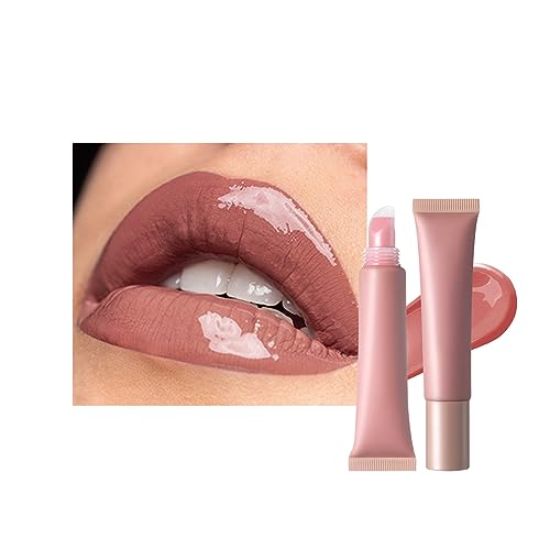 Nude Lip Gloss, Natural Lipgloss Lipsticks for Women Long Lasting, Moisturizing Lipstick Lip Tint Lip Plumper, Hydrating Lip Stain Plumping Clear Lip Gloss