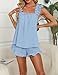 KFUBUO Womens Pajamas Set 2 Piece Ruffle Pj Soft Tank Top and Shorts Sleepwear Set Bridal Pajama for Women Set Blue