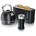 Produktbild Arendo - Wasserkocher mit Toaster Set, 1,7 Liter Wasserkocher + automatischer Milchaufschäumer + Langschlitz Toaster 2 Scheiben Toaster mit Brötchenaufsatz