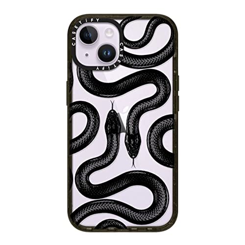CASETiFY �C���p�N�g iPhone 14 �P�[�X [MIL�K�i���� (4x MIL-STD-810G)/2.5m����̗����������N���A] - Black Kingsnake - �O���b�V�[ �u���b�N