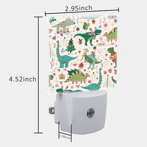 Image of Cute Dinosaur Christmas Night Light for Kids, LED Night Light Plug into Wall with Dusk to Dawn Sensor for Girls Boys Women Men Room Decor, Hallway, Kitchen, Bathroom, Nursery, Stairs