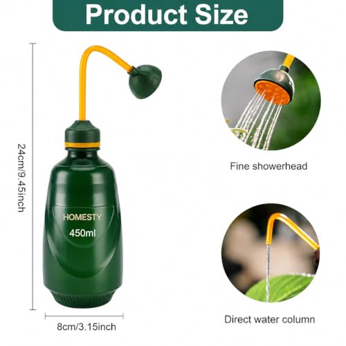 Image of Watering Can for Indoor Plants & Succulents 450ML, 2-in-1 Watering Can for Seedlings Bottle with Bend Mouth, Plastic Succulent & Flower Watering Bottle for Indoor, Garden & Home Plants (Green)