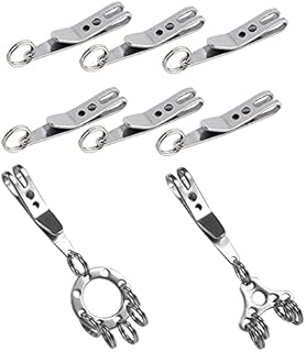 10 Pcs Keychain Suspension Clip Stainless Steel Outdoor Suspension Clip Multifunction Key Suspension Tool Pocket Clip for Key and EDC Outdoor Tools