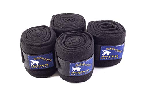 Bandages pour cheval de 3 mètres lot de 4 bandes noires auto-agrippantes