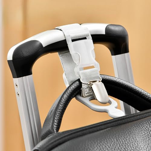 Image of Luggage Straps,2 PCS Luggage Strap Jacket Gripper,Adjustable Add-A-Bag Suitcase Belts with Hat Clip & Water Bottle Carrier for Hiking,Travel (Black)