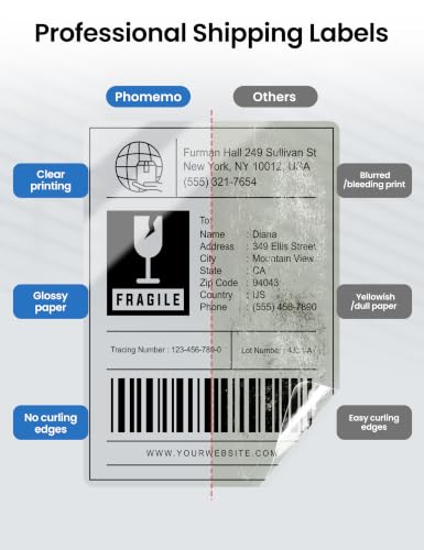 Image of Phomemo 4 inchx6 inch Thermal Shipping Labels, Transparent, 100 Sheets Per Roll