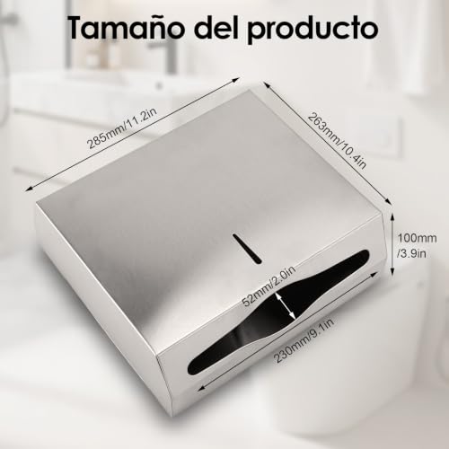Dispensador de toallas triple pliegue en acero inoxidable para pared de baño 7