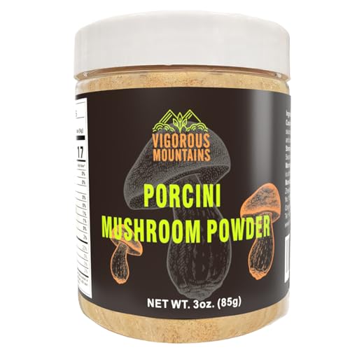 Vigorous Mountains Dried Porcini Mushroom Seasoning Powder For Cooking, Salt Free Beef Broth Powdered Sauce Add Instant Flavor And Depth To All Your Favorite Dishes 3 Oz