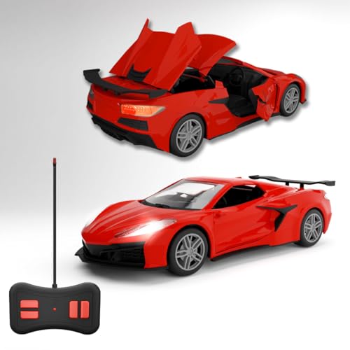 Image of Convertible Remote Control Car | Rechargeable Battery 2+ Hours Playtime | Bright Headlights & Taillights | Manually Openable Roof & Doors | Made in India (Red)