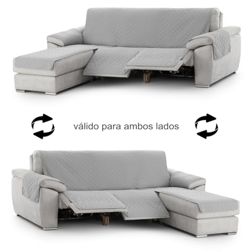 Milica Housse Canapé Relax 240 cm Réversible Matelassée Gris