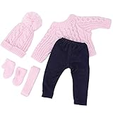 Syrisora ​​Puppenkleidung, Pullover, Hosen, Mützen, Schal, Handschuhe, Puppenzubehör für 18-Zoll-Babypuppen (Q18-786 Hellrosa Pullover 43 cm große Shafu-Puppe)