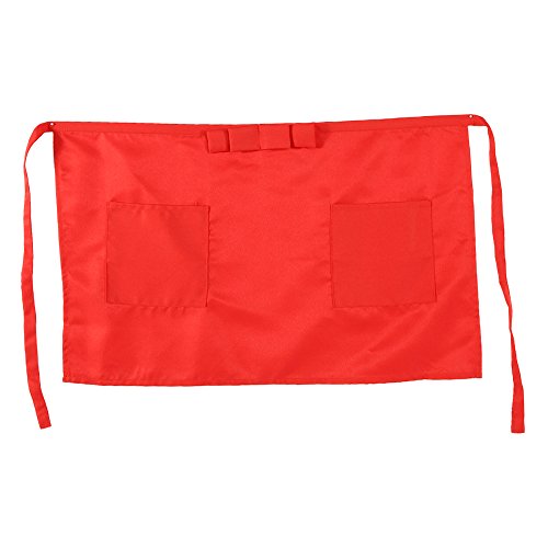 FILFEEL Waist Apron, Half-Length Short Apron Unisex Bowknot type With Pockets for Bar Waiter Waitress(Red) - Image 4