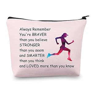 Running Gifts for Her Running Lover Gifts Runner Makeup Bag Cosmetic Pouch Cross Country Running Gift for Runners Teens Women Zipper Pouch Travel Toiletry Bag Organizer (Running Makeup Bag Pink)
