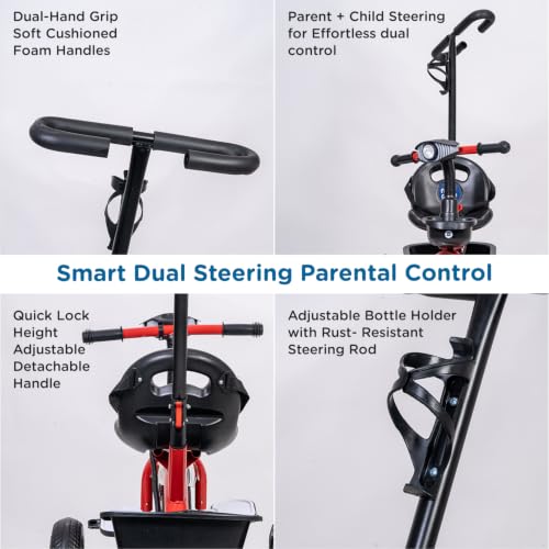 Image of Mee Mee Cuddle Cruise Baby Tricycle 1 to 5 Years, Upto 30kgs | Safety, Comfort, and Fun for Little Riders (Red)