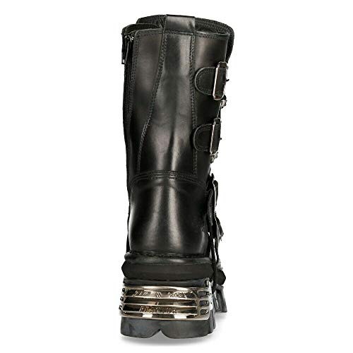 New Rock Unisex M.373-S4 Metallic Black 100% Leather Goth Biker Emo Fashion Reactor Boots 36 #TOP5