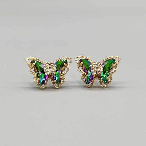 Butterfly Stud Earrings For Women, 925 Sterling Sliver Needles Safe & Hypoallergenic For Sensitive Ears, Bright Crystal Butterfly Stud Earring, Dainty Earrings For Women Girls, Butterfly Stud Earring 6