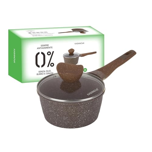 KASANOVA Casseruola 18 cm antiaderente 0 grasso con coperchio marrone cottura marrone