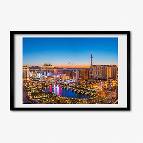 Tableau peinture de Las Vegas pour salon moderne avec grand cadre en bois Tulup 60x40