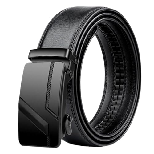 Large Plus Size Men's Belt Automatic Buckle Black PU Leather Belt 3.5cm Width