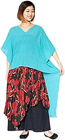 Amazon Co Jp チャイハネ Yul 無地ハイローヘム変形ワンピース Ids 8424 Free ブルー 服 ファッション小物