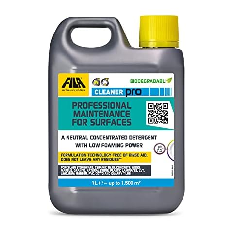 FILA Surface Care Solutions, CLEANER PRO, Concentrated Neutral Detergent - Up to 40 Washes - Hard Floor Cleaner Liquid for Floor Tiles in Marble, Porcelain, Stone etc, Laminate Floor Cleaner, 1L Cover