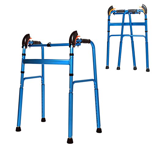 Déambulateur léger de luxe pliable en aluminium bleu pour seniors