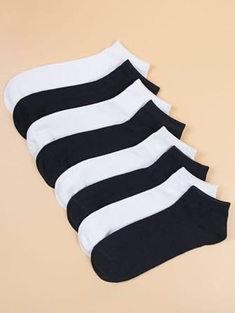 10'lu Ekonomik Paket Siyah-Beyaz Unisex Kısa Spor Sneakers Çorap Tek Beden