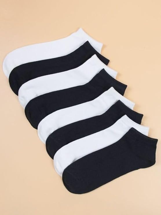 10'lu Ekonomik Paket Siyah-Beyaz Unisex Kısa Spor Sneakers Çorap Tek Beden