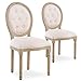 INTENSE DECO Lot de 2 chaises médaillon capitonnées Louis XVI Tissu Beige