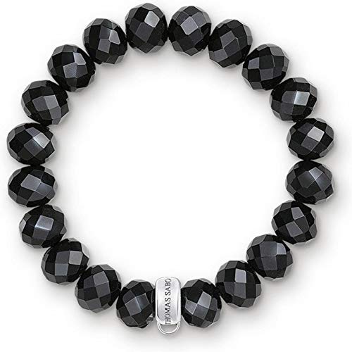 Thomas Sabo Charm bracelet obsidian 925 Sterling Silver Nylon