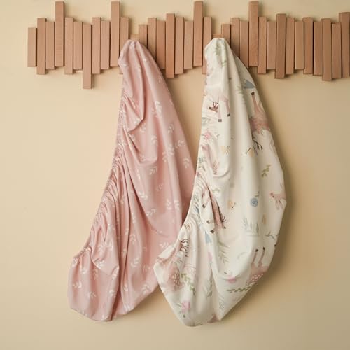 Image of Gllquen Baby Bassinet Sheets 2-Pack for Baby Girl Boy Pink Deer