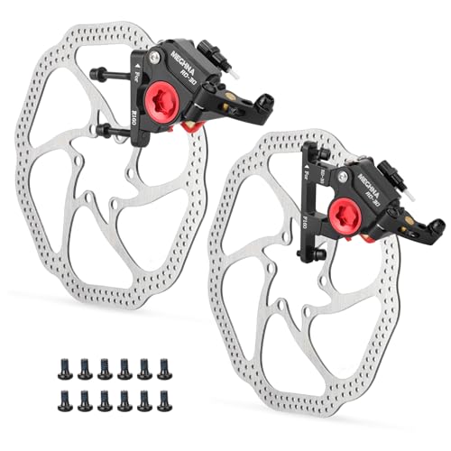 MEGHNA Hydraulic Disc Brake Set for Road Bike with 6 Bolts Brake Rotors and Brake Pads Lightweight Aluminum Line Pulling Hydraulic Brake Suitable for Racing Commuting Long Trip