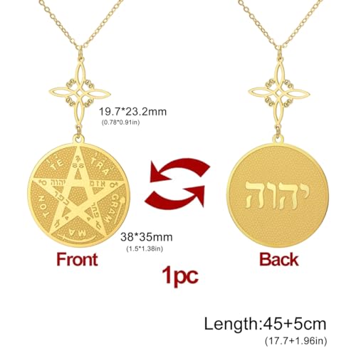 New 2026 God Name Tetragrammaton Pentacle Necklaces Stainless Steel Sacred Witch Knot Pendant Chain Seal Amulet Jewelry3