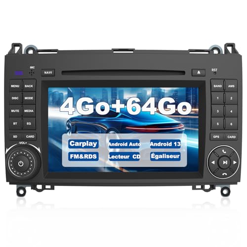 AWESAFE Android 13 [4Go+64Go] Autoradio pour Mercedes Benz Vito Viano W245 W169 W639 W245 W906 Sprinter avec 4G CD/DVD 7 Pouces Écran Tacile Carplay Android Auto GPS...