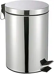 Lixeira de Aço Inox 5 Litros com Pedal Antiderrapante Balde Removível Alça para Transporte Ideal para Cozinha Banheiro Escritório Premium