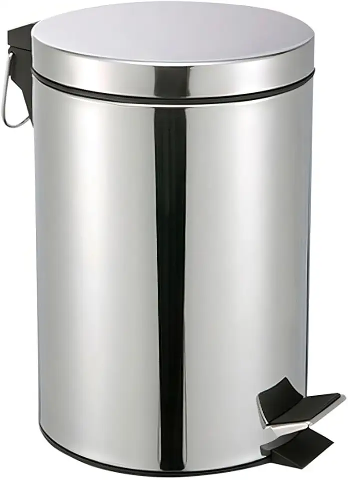 Lixeira de Aço Inox 5 Litros com Pedal Antiderrapante Balde Removível Alça para Transporte Ideal para Cozinha Banheiro Escritório Premium