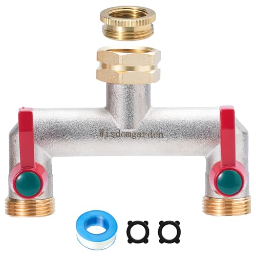 Distributeur 2 voies,Vanne à 2 voies d'eau pour robinet avec filetage de 3/4Pouce,Poignée allongée Facilité d'utilisation,Le laiton nickelé est moins...